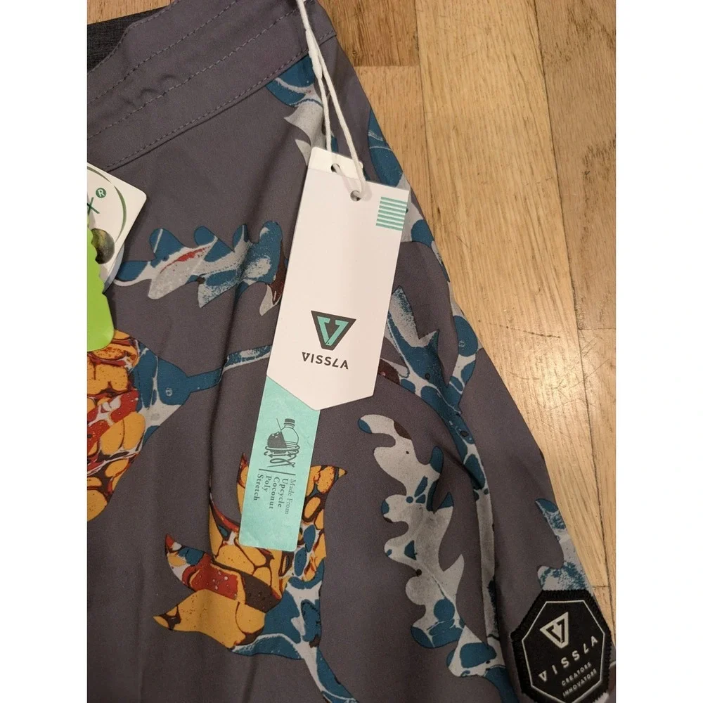 NEW Vissla Collab Gabe Schneider Floral 34 Board Surf Skater Beach Shorts 18.5